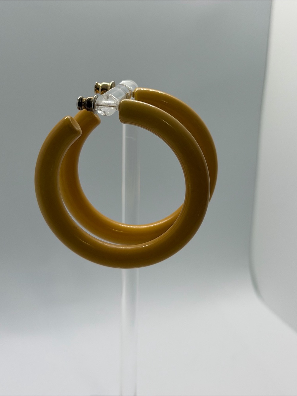 Vintage Mustard Yellow Hoop Earrings - Lightweight Women's Fashion Jewelry